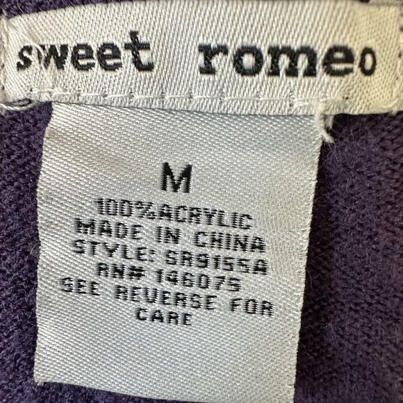 Sweet Romeo Purple Crew Neck Sweater Soft Knit Classic - Picture 3 of 4